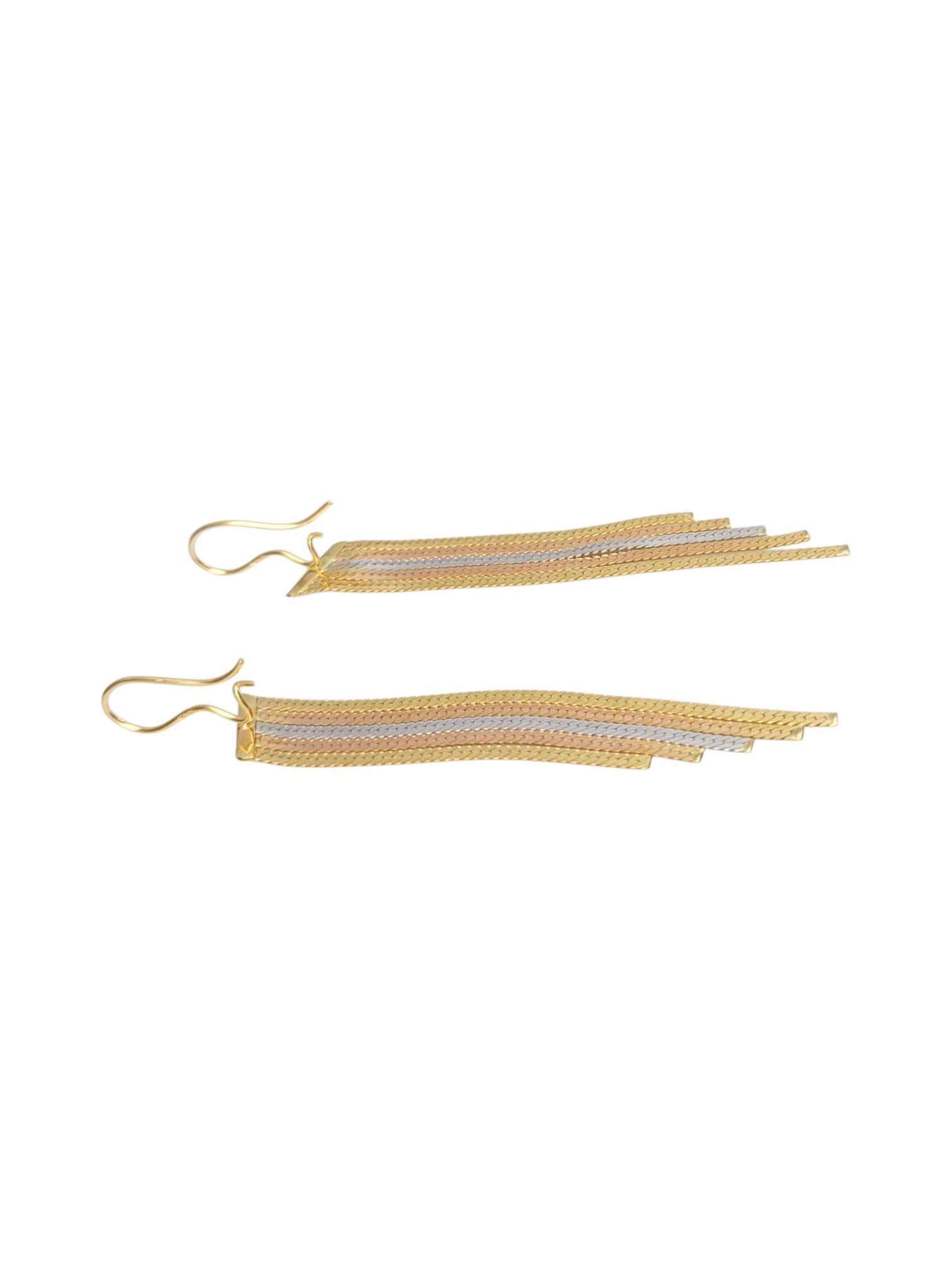 Pendientes de borla en espiga de oro tricolor de 18 quilates #21730 en venta 1