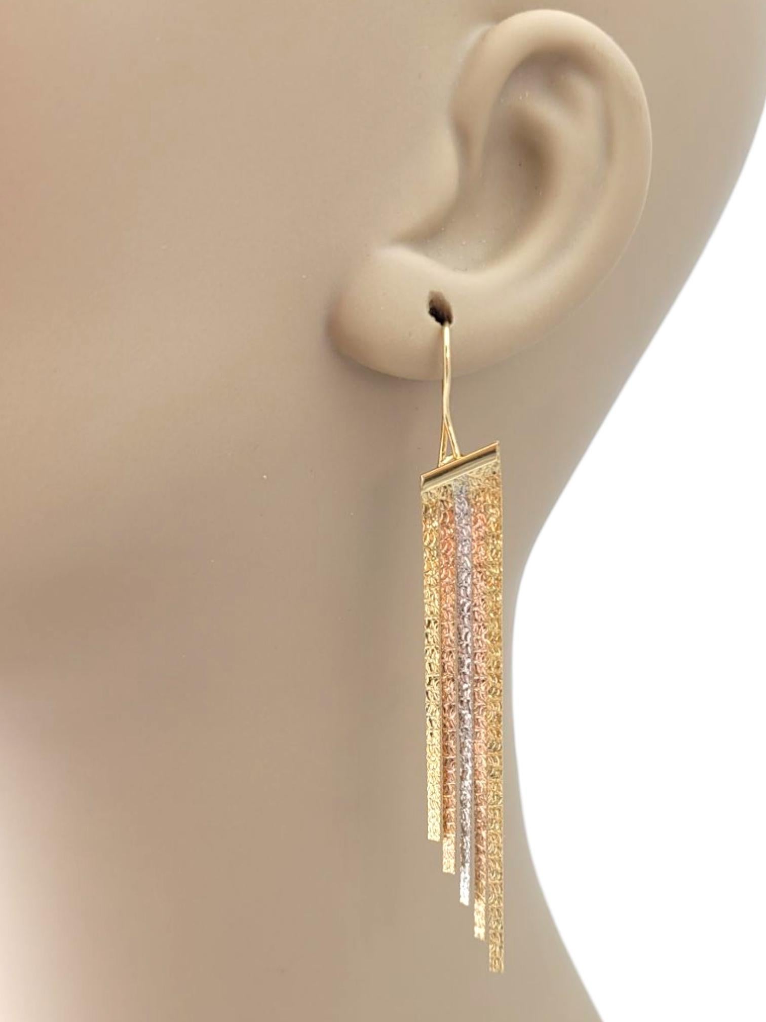 Pendientes de borla en espiga de oro tricolor de 18 quilates #21730 en venta 3