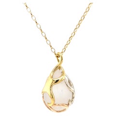 18k Tri-Color Gold Rock Crystal Necklace