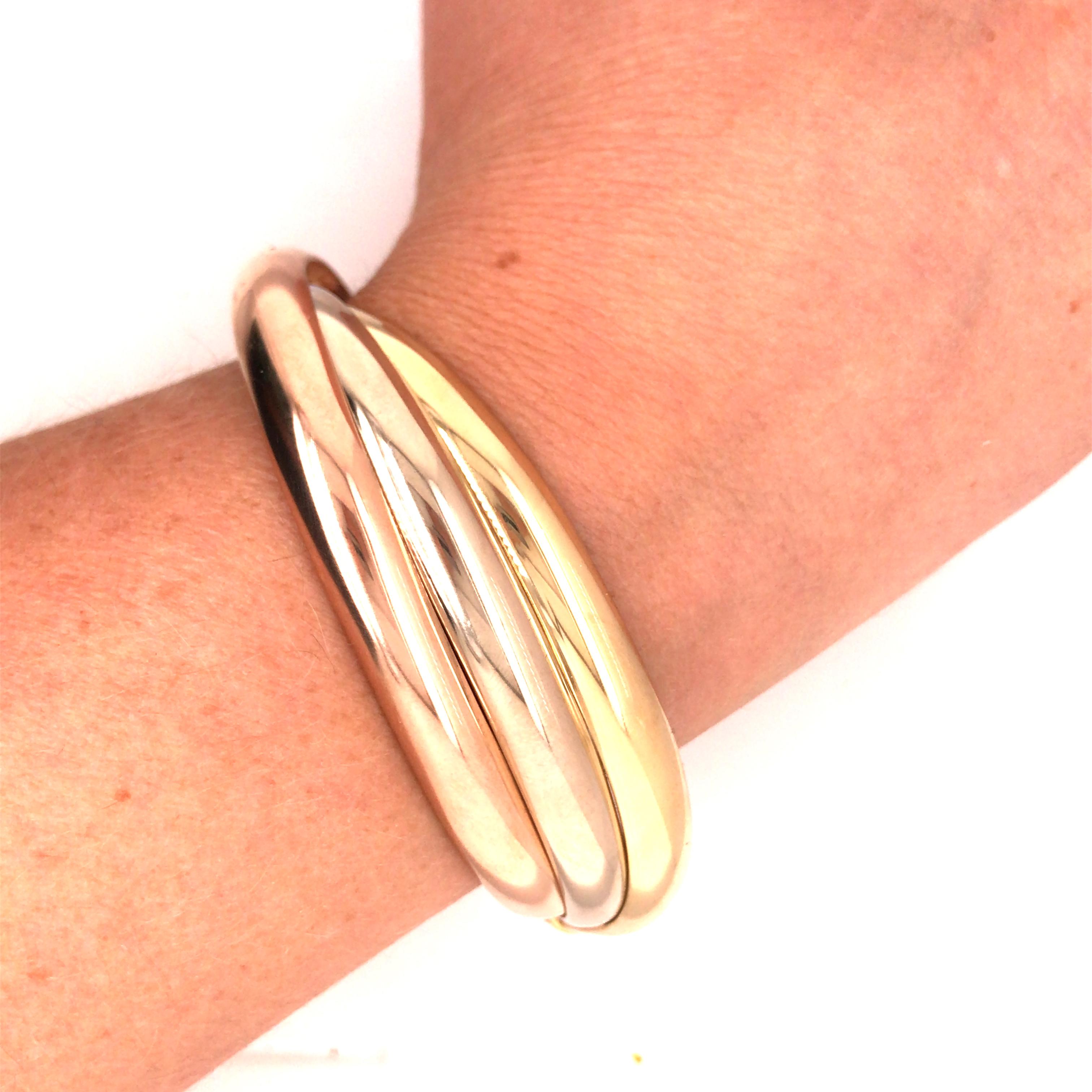 Women's 18K Tri-Color Gold Twist Bangle For Sale