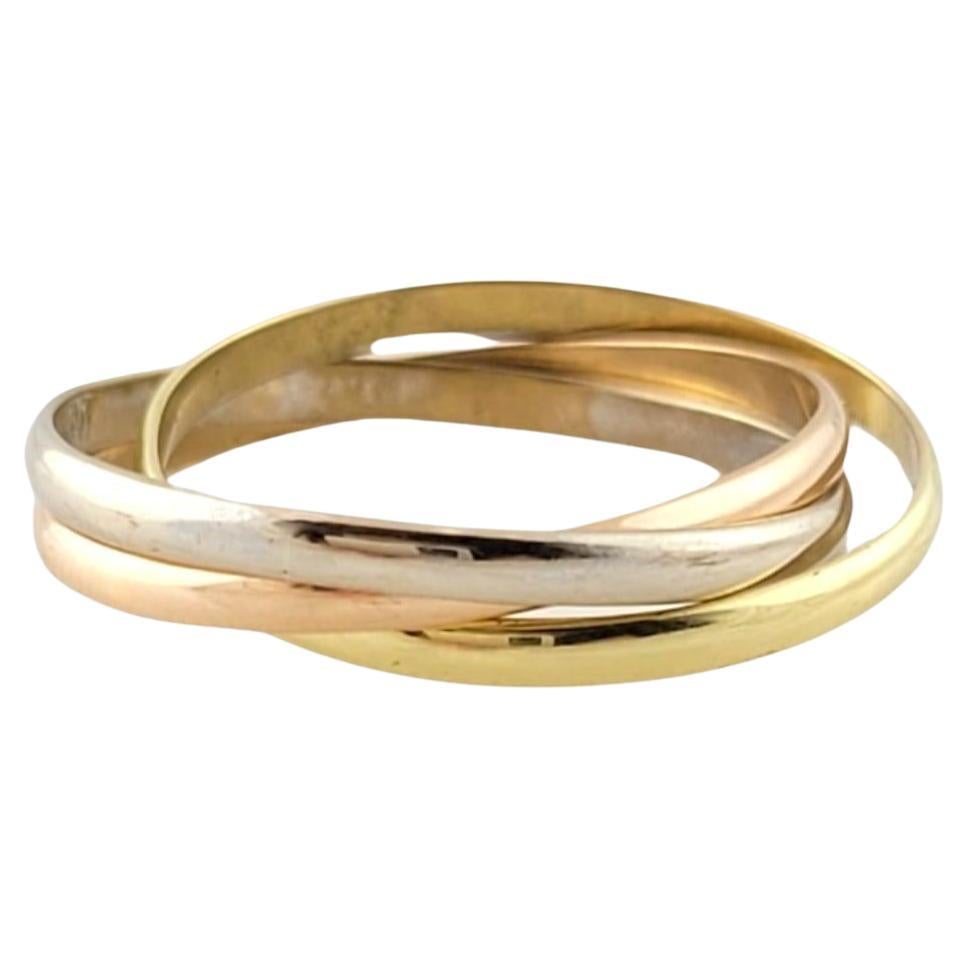 18K Tri Color Rolling 3 Band Ring Size 8.5 #16764 For Sale
