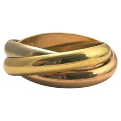 18K Tri-Color Rolling Three Band Ring Size 10 #25148