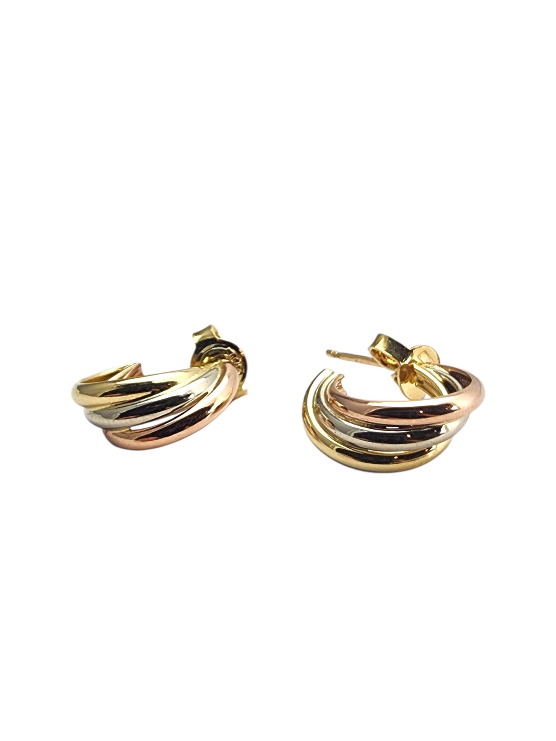 18K Tri-Color Gelb-, Weiß- und Roségold-Ohrringe #22845 im Angebot 2