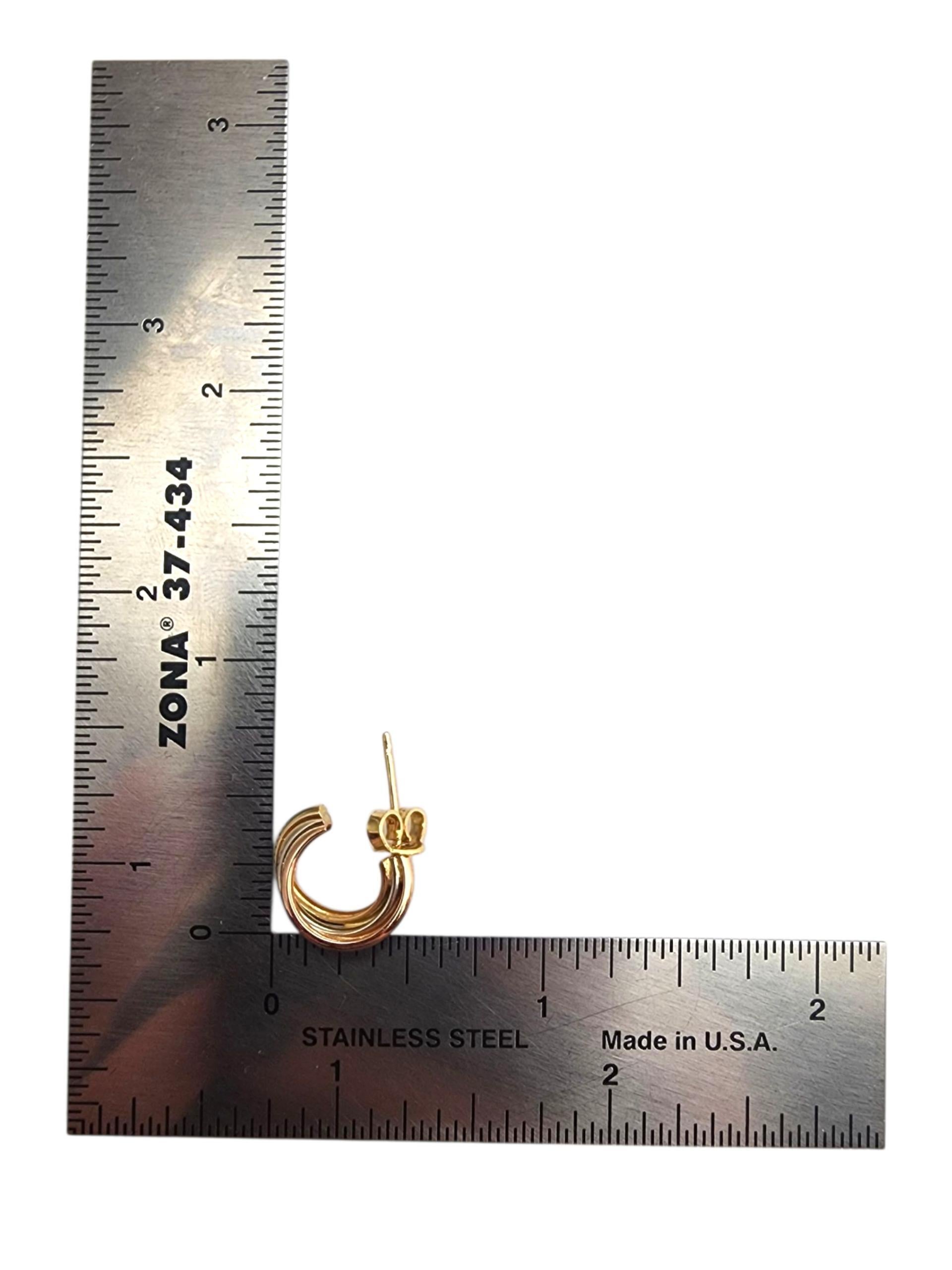 18K Tri-Color Gelb-, Weiß- und Roségold-Ohrringe #22845 im Angebot 3
