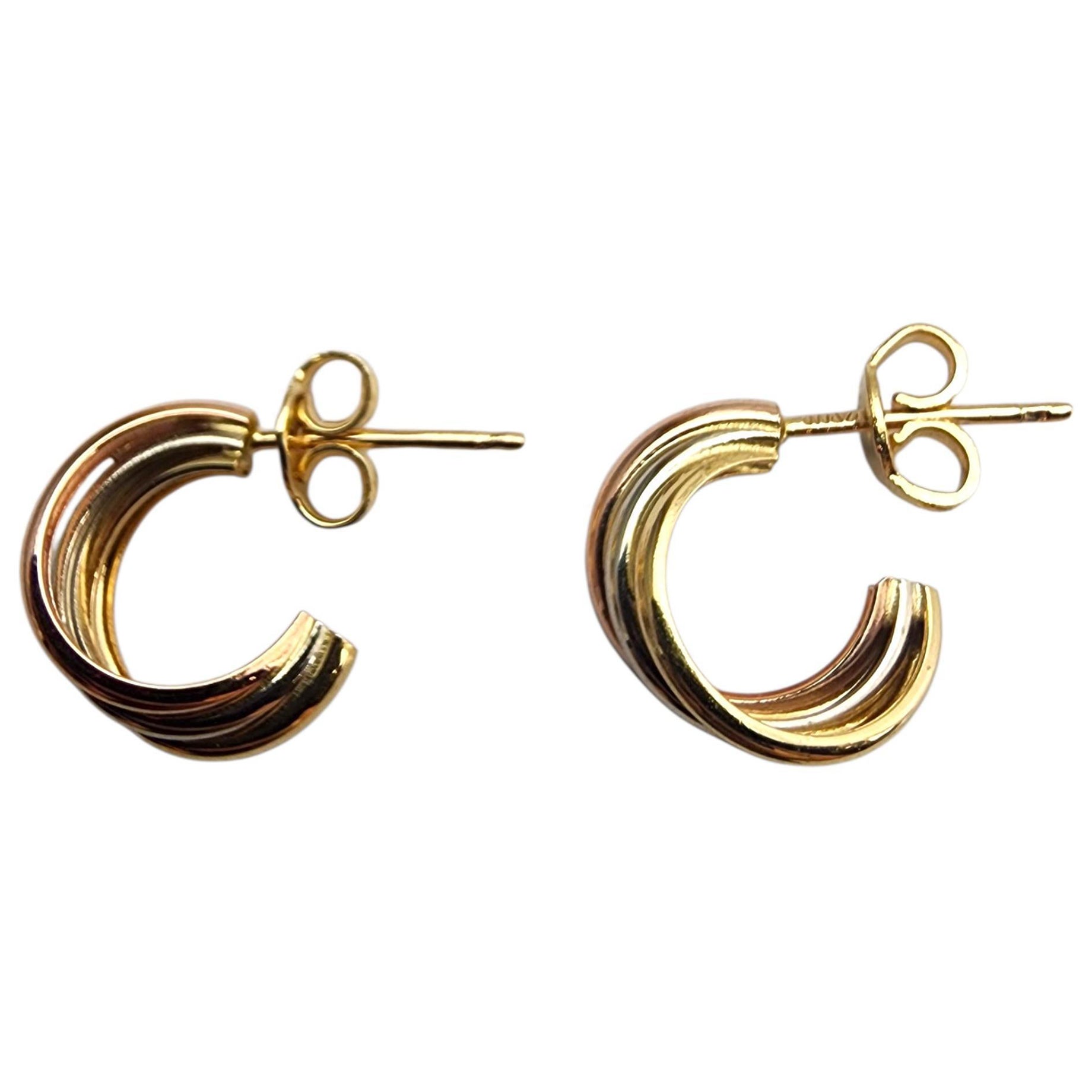18K Tri-Color Gelb-, Weiß- und Roségold-Ohrringe #22845