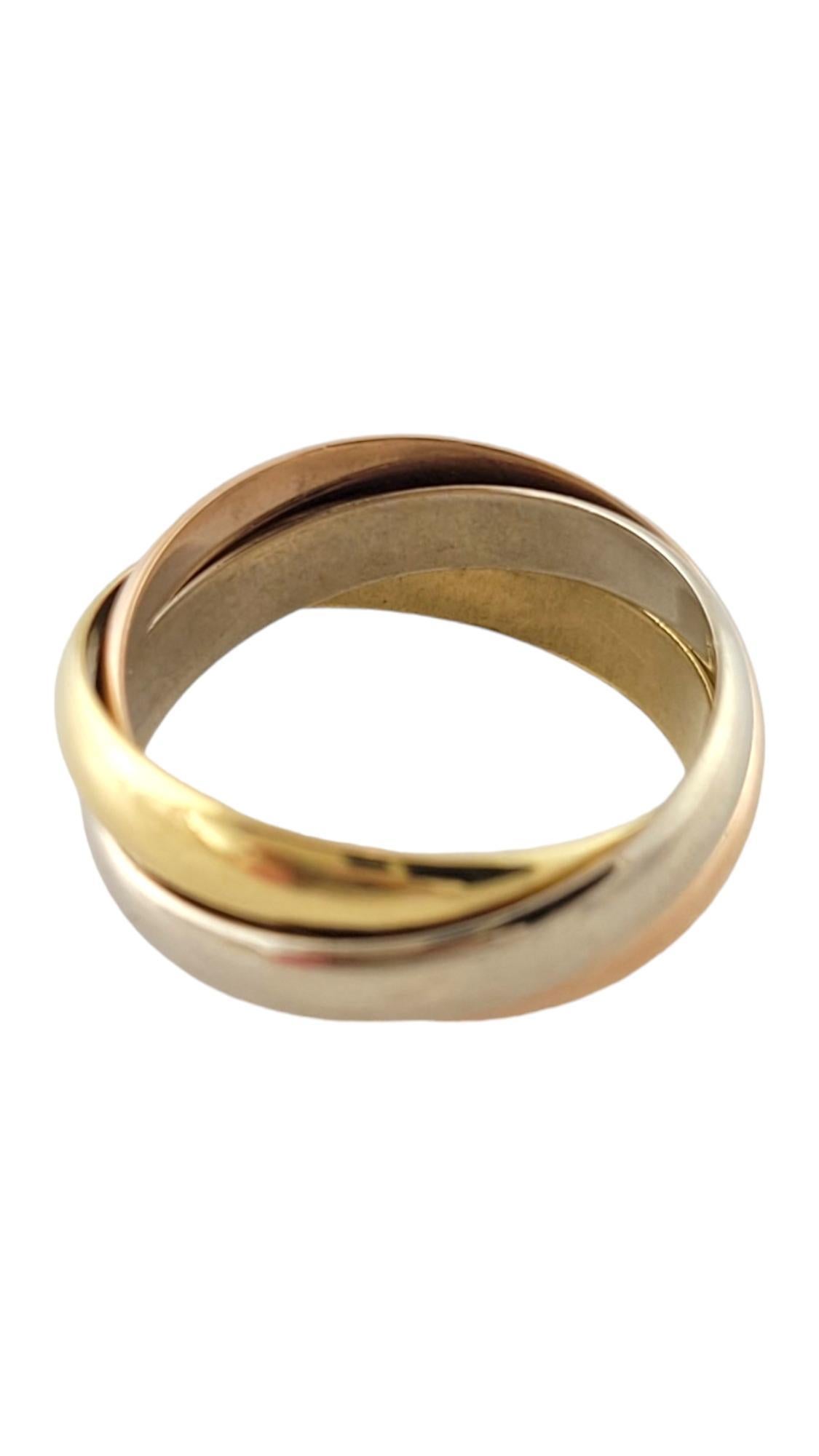 18K Tri Colored Gold Wide Rolling Ring Size 6.5 #17375 In Good Condition For Sale In Washington Depot, CT