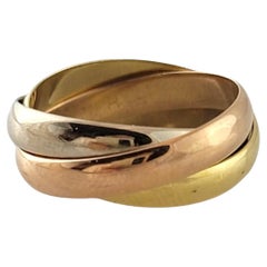 18 Karat dreifarbiger breiter, breiter Rolling Ring aus Gold Größe 6,5 #17375