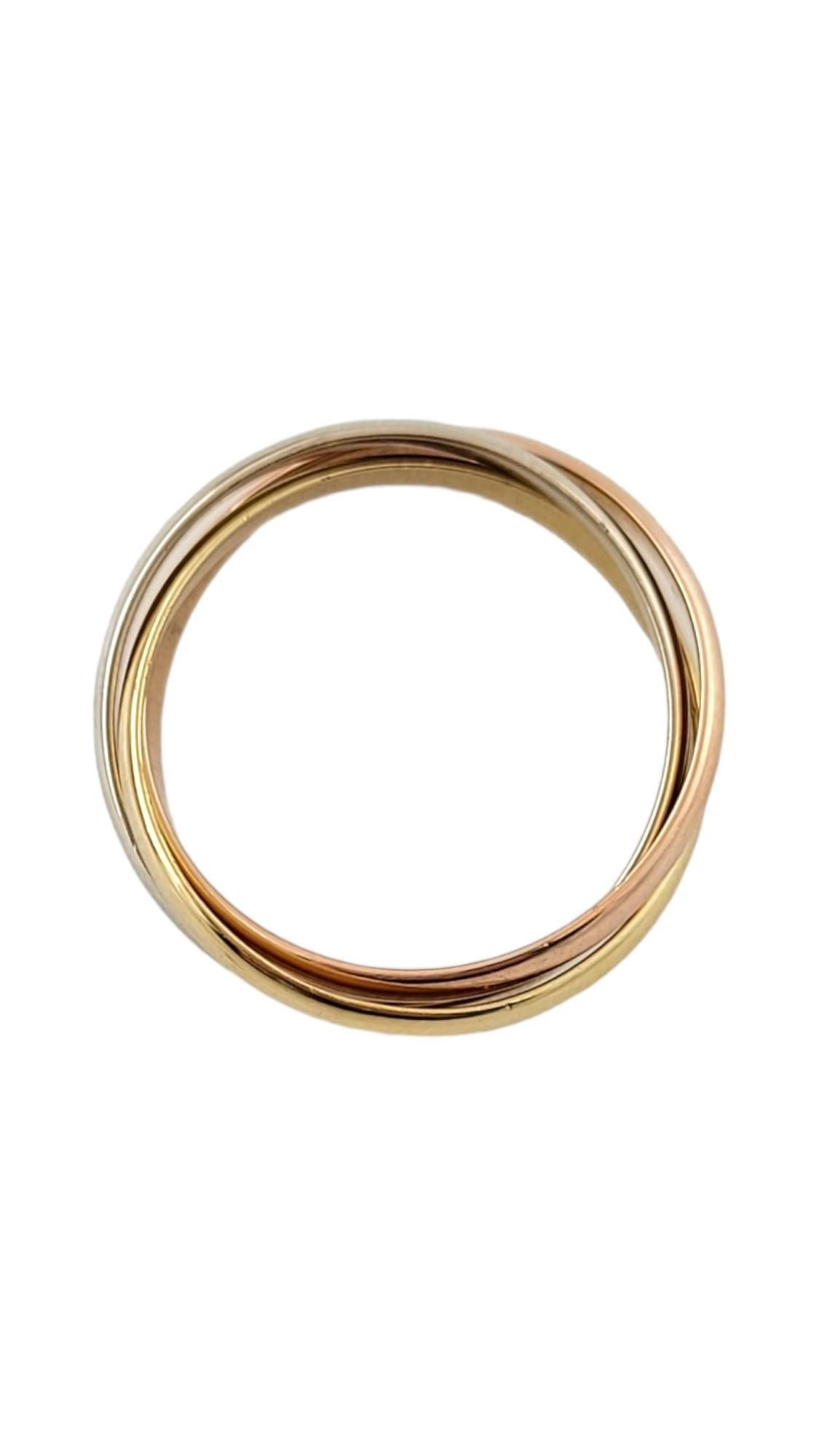 18K Tri Colored Rolling 3 Band Ring Size 11.25 #17334 In Good Condition For Sale In Washington Depot, CT