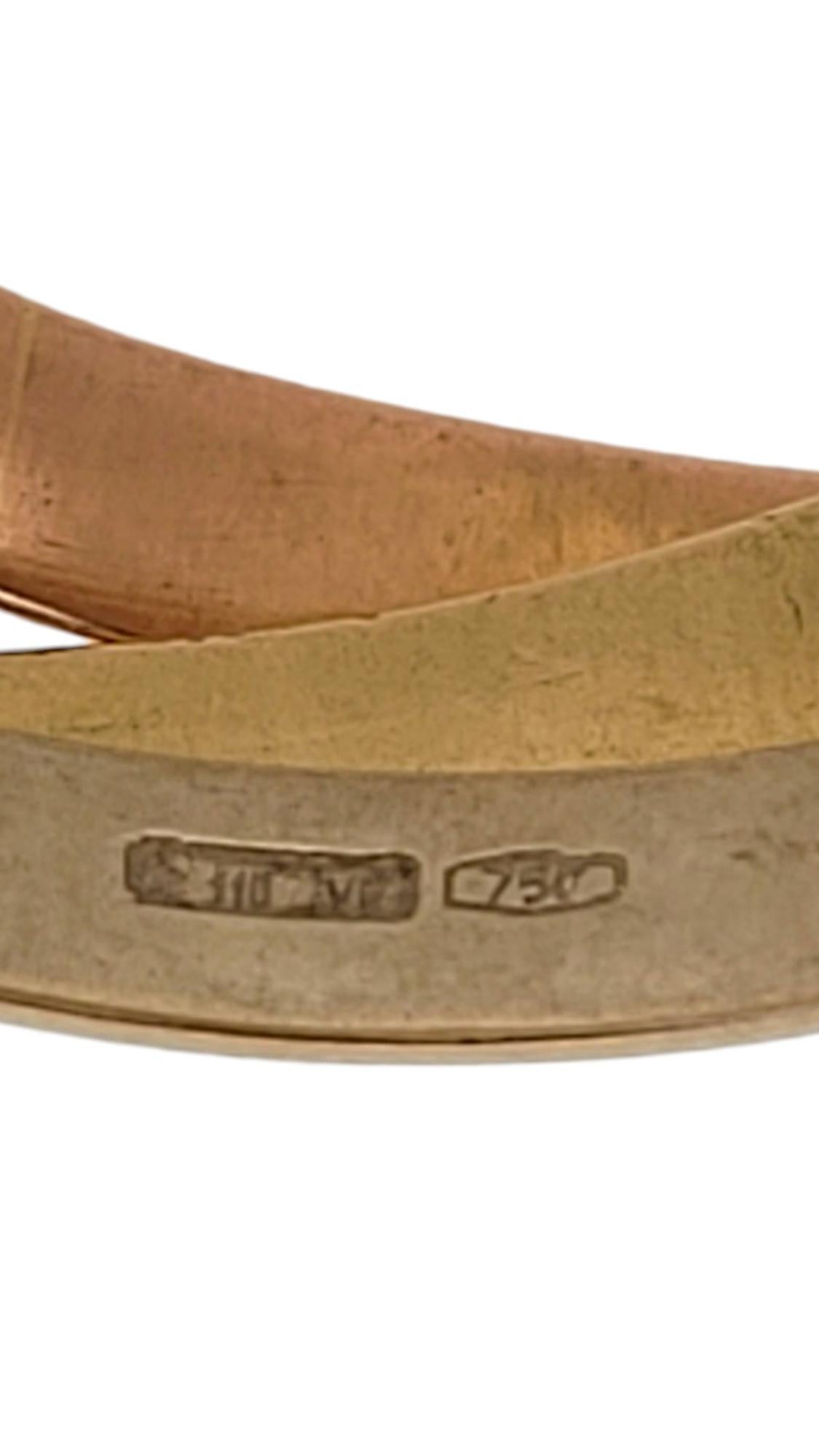 18K Tri Colored Rolling 3 Band Ring Größe 11,25 #17334 Damen