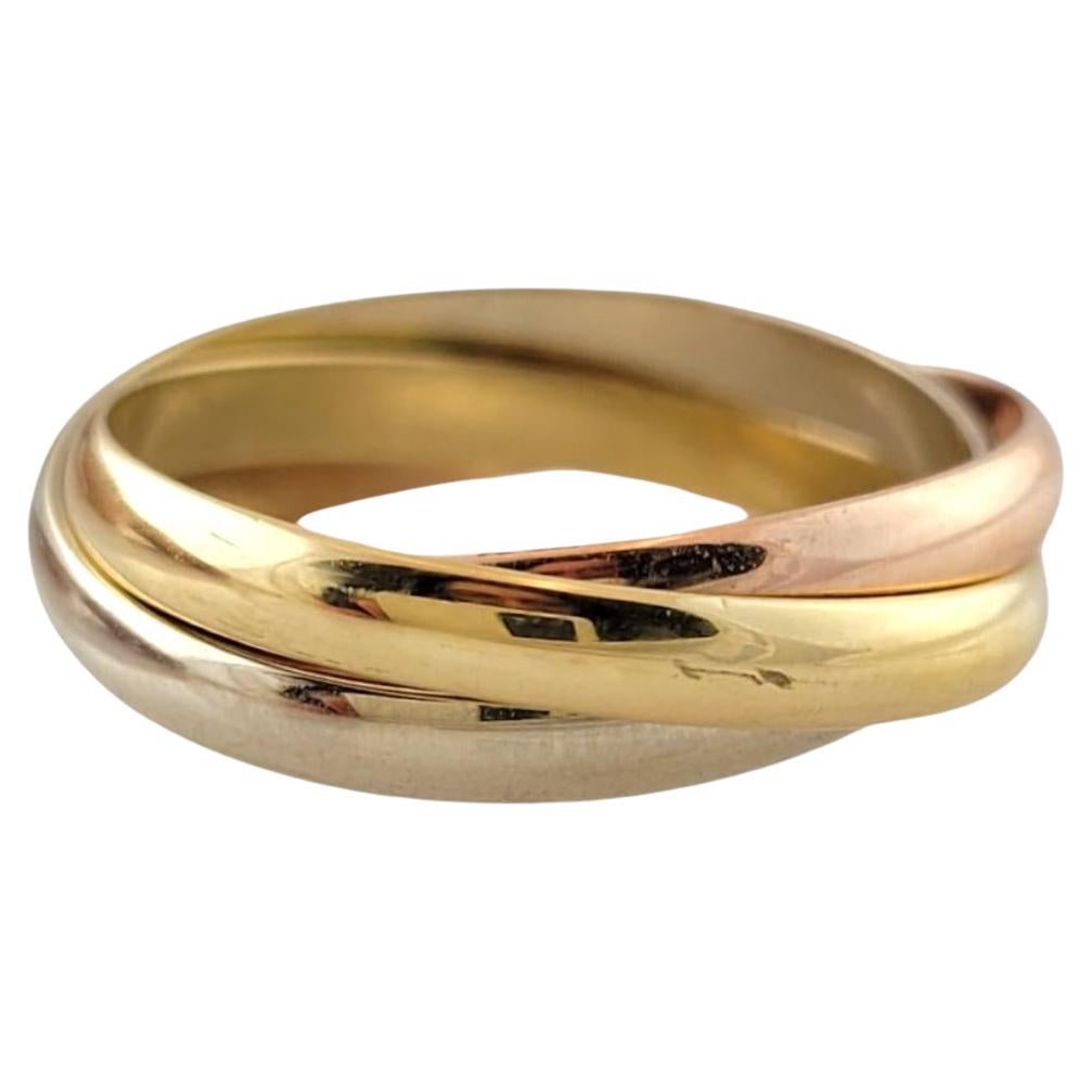 18K Tri Colored Rolling 3 Band Ring Size 11.25 #17334 For Sale