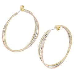 18k Tri-Colour Gold Diamond Hoop Earrings 3.16ct TDW