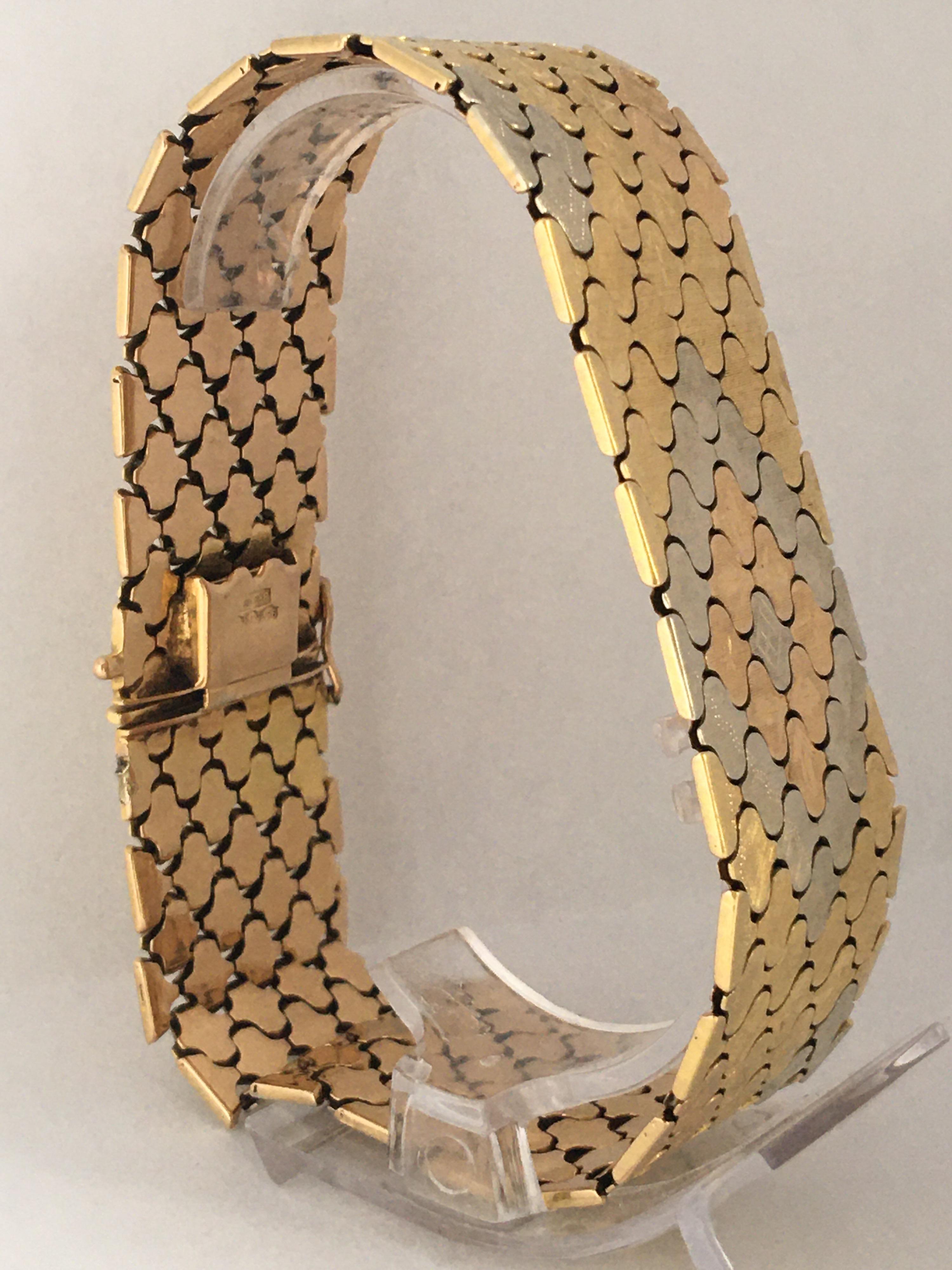 18 Karat Tri-Color Gold Vintage Ladies Bracelet 5