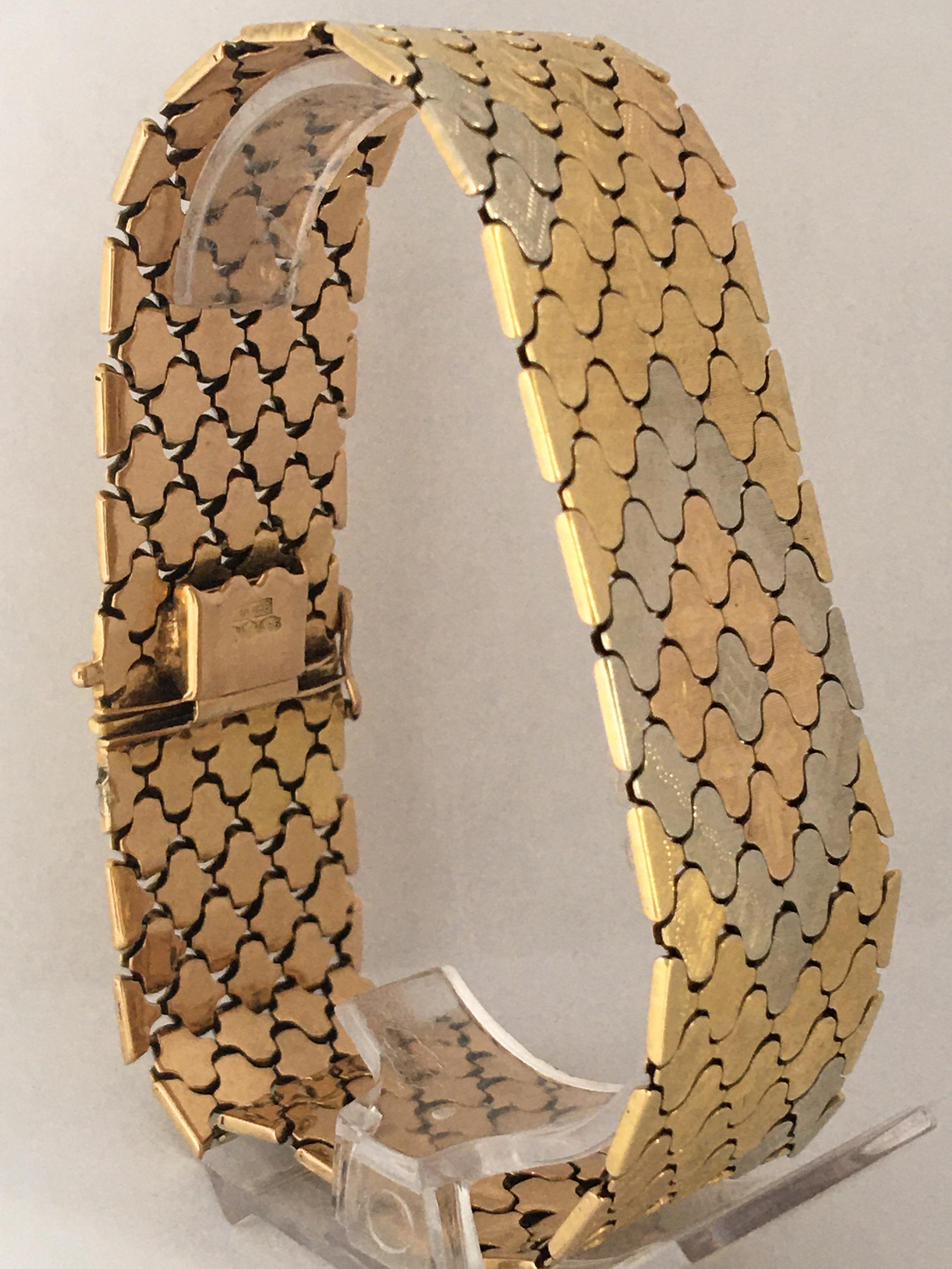 Women's or Men's 18 Karat Tri-Color Gold Vintage Ladies Bracelet
