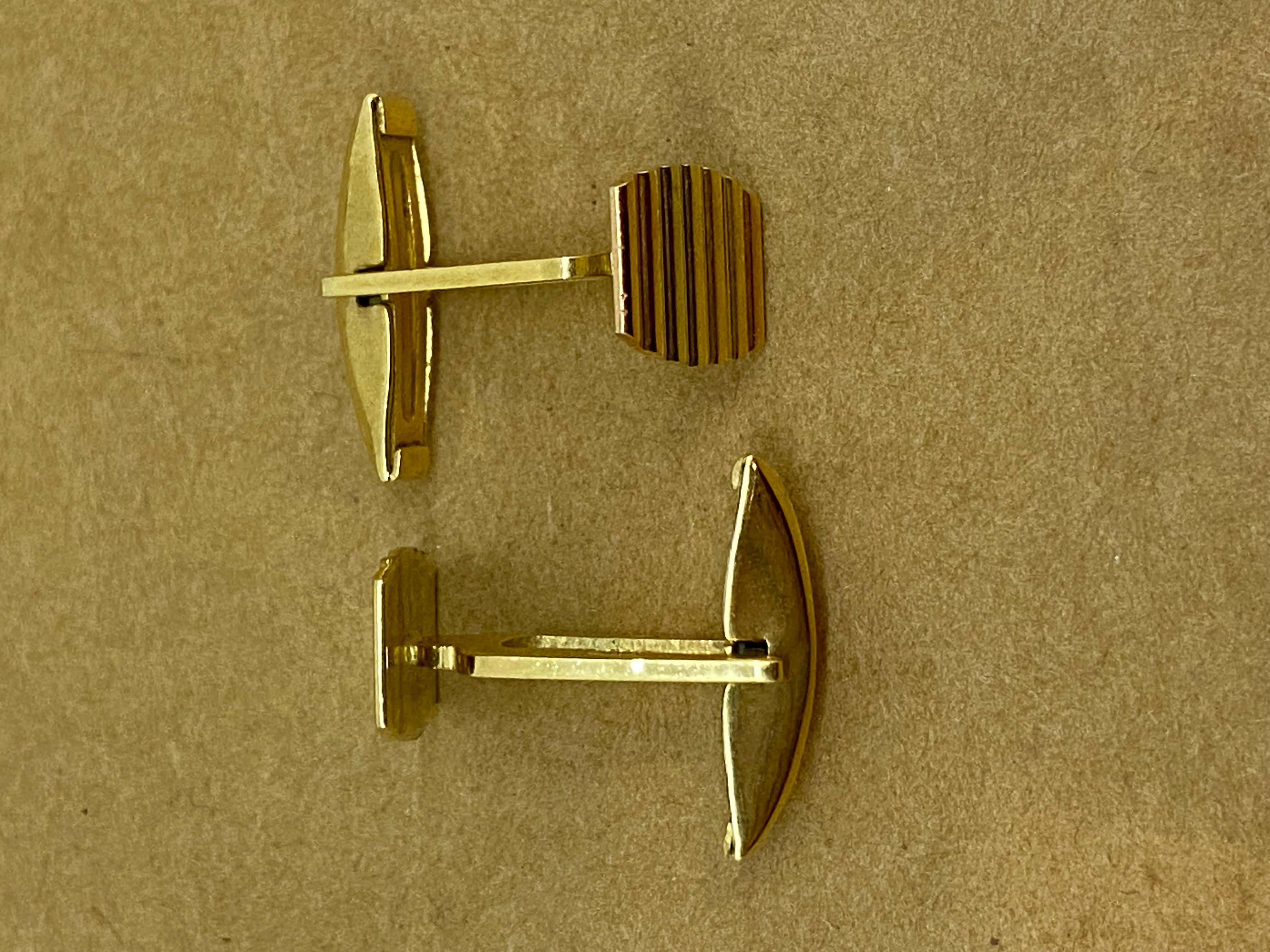 18K Tri-Colour Gold (Gelb, Rose & Weiß) Vintage Italian Bullet Back Manschettenknöpfe Herren im Angebot