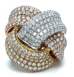 18k Tri-Gold Afarin Knot Statement Ring 6.40 ct Diamonds Size 6.25