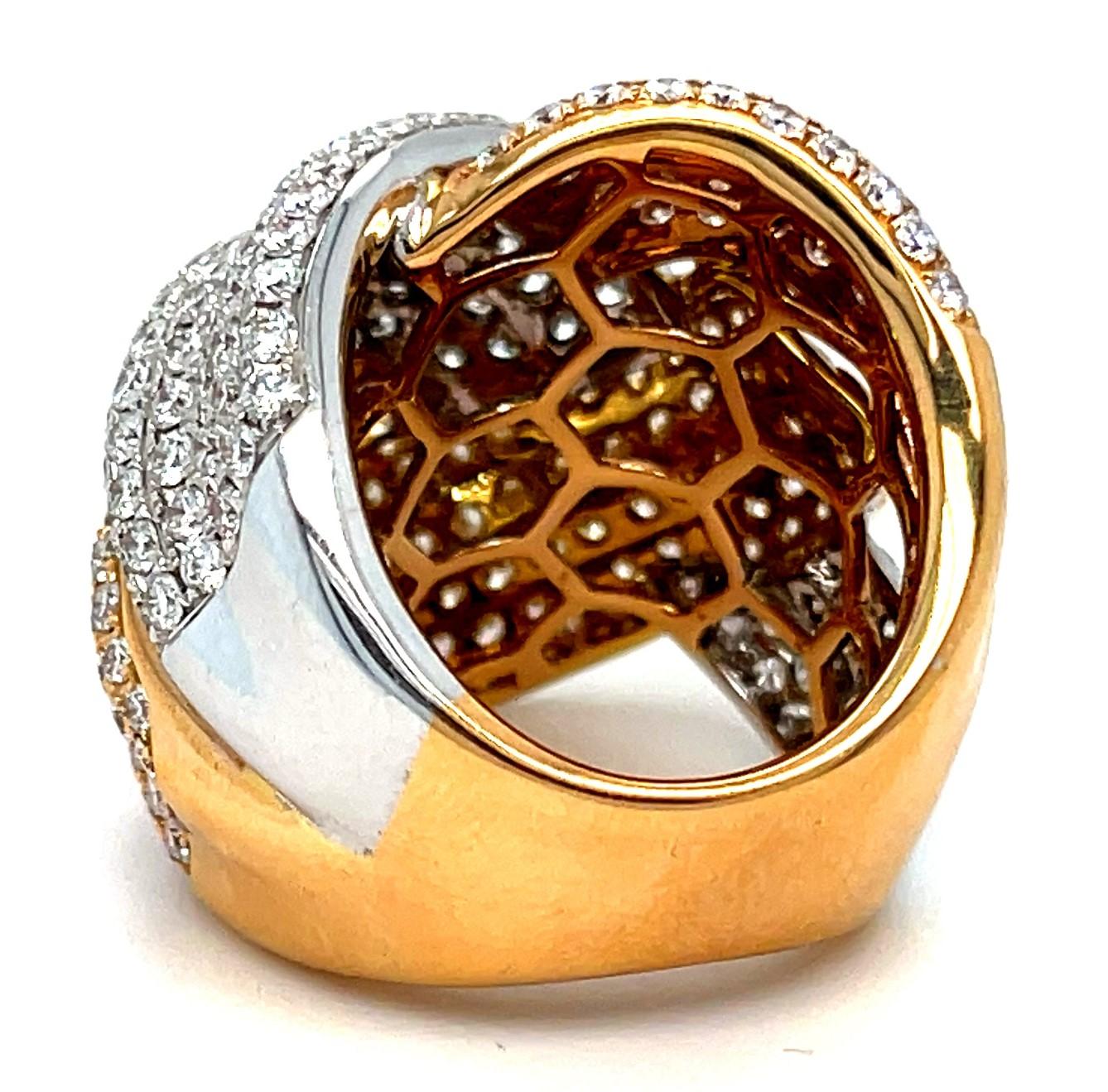 18k Tri-Gold Afarin Knot Statement Ring 6.40 ct Diamonds Size 6.25 For Sale 3