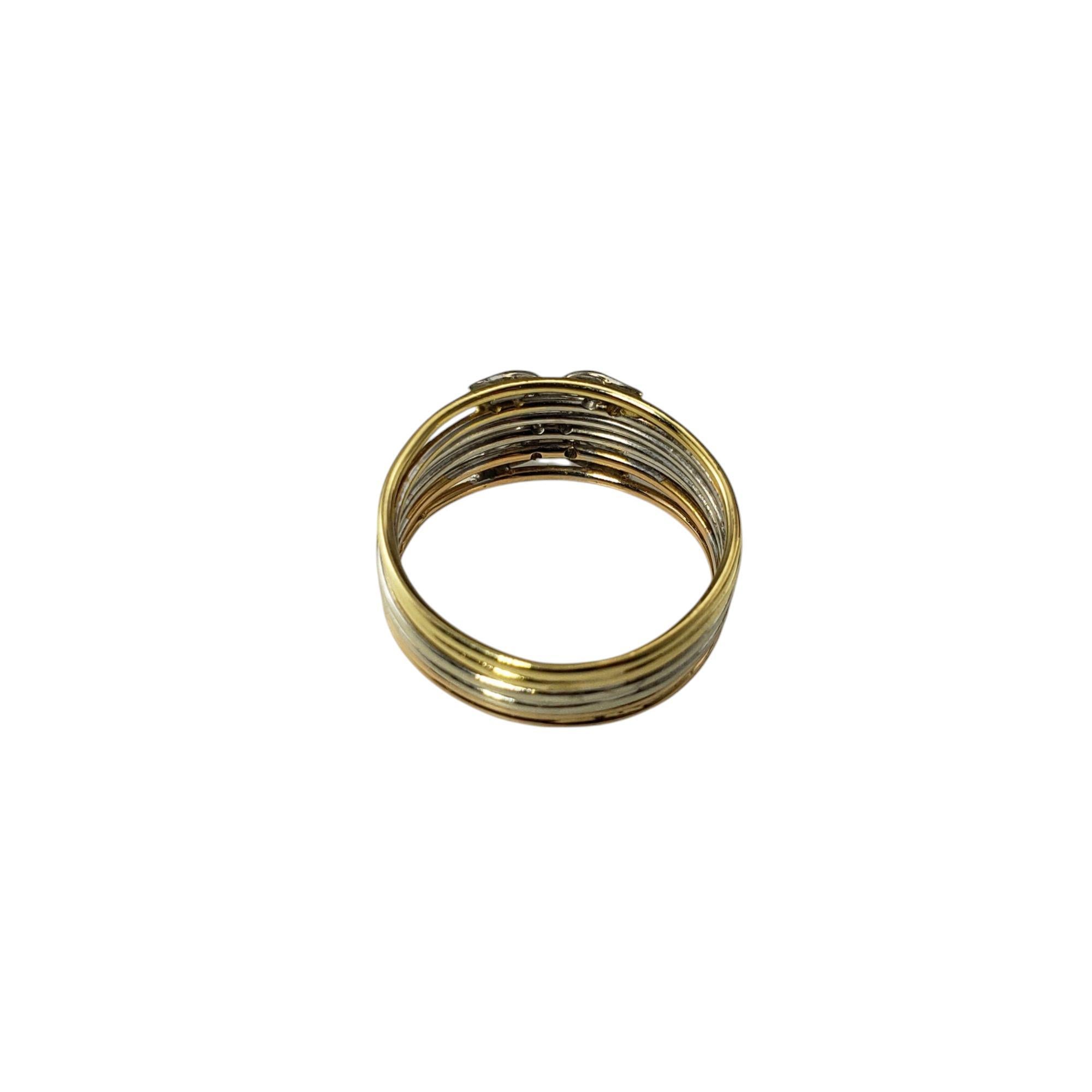 Single Cut 18K Tricolor Gold Diamond Band Ring Size 6.75 #21163 For Sale