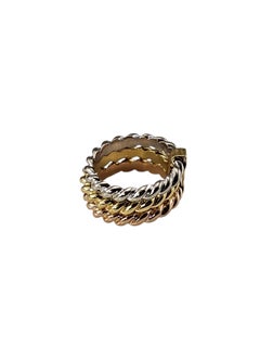18K Tricolor Gold Twisted 3-Band Ring Size 5.75-6 #24635
