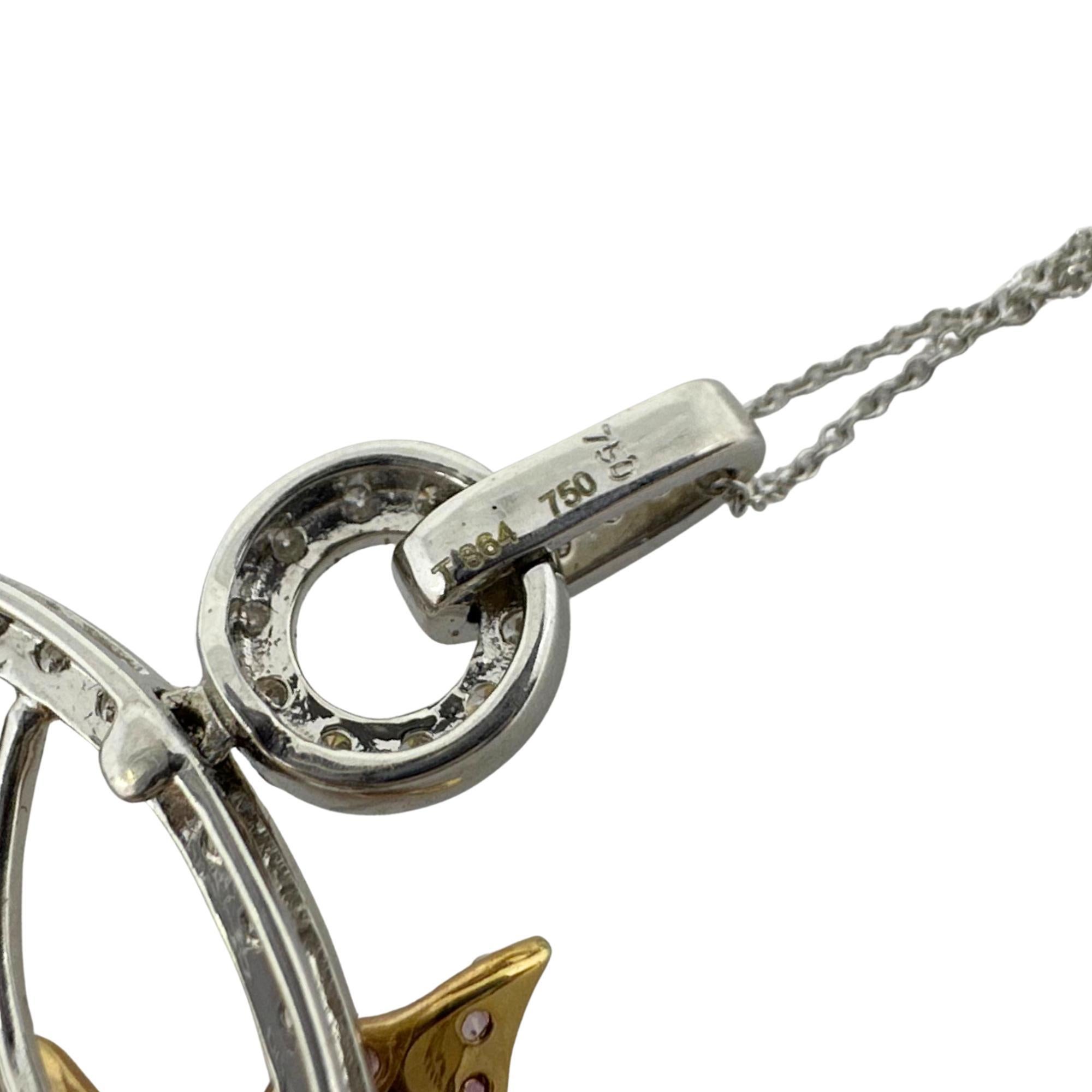 Collier en or tricolore 18K à pendentifs en diamants blancs et bruns et saphirs multiples en vente 2