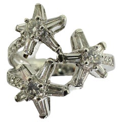 18k Trillion Cut Diamond Ring with Star Design
