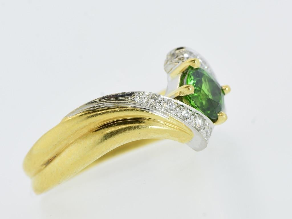 18K, Tsavorite and Diamond Vintage Ring For Sale 1