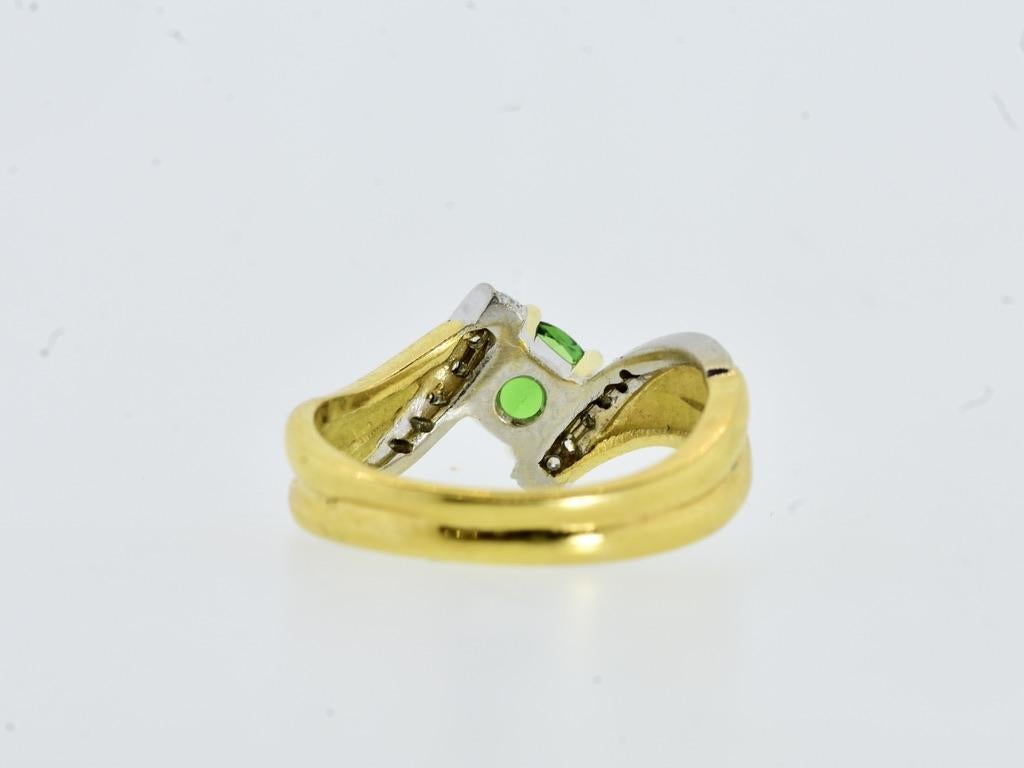 18K, Tsavorite and Diamond Vintage Ring For Sale 3