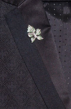 18 Karat Tsavorite Garnet and Diamond Leaf Brooch