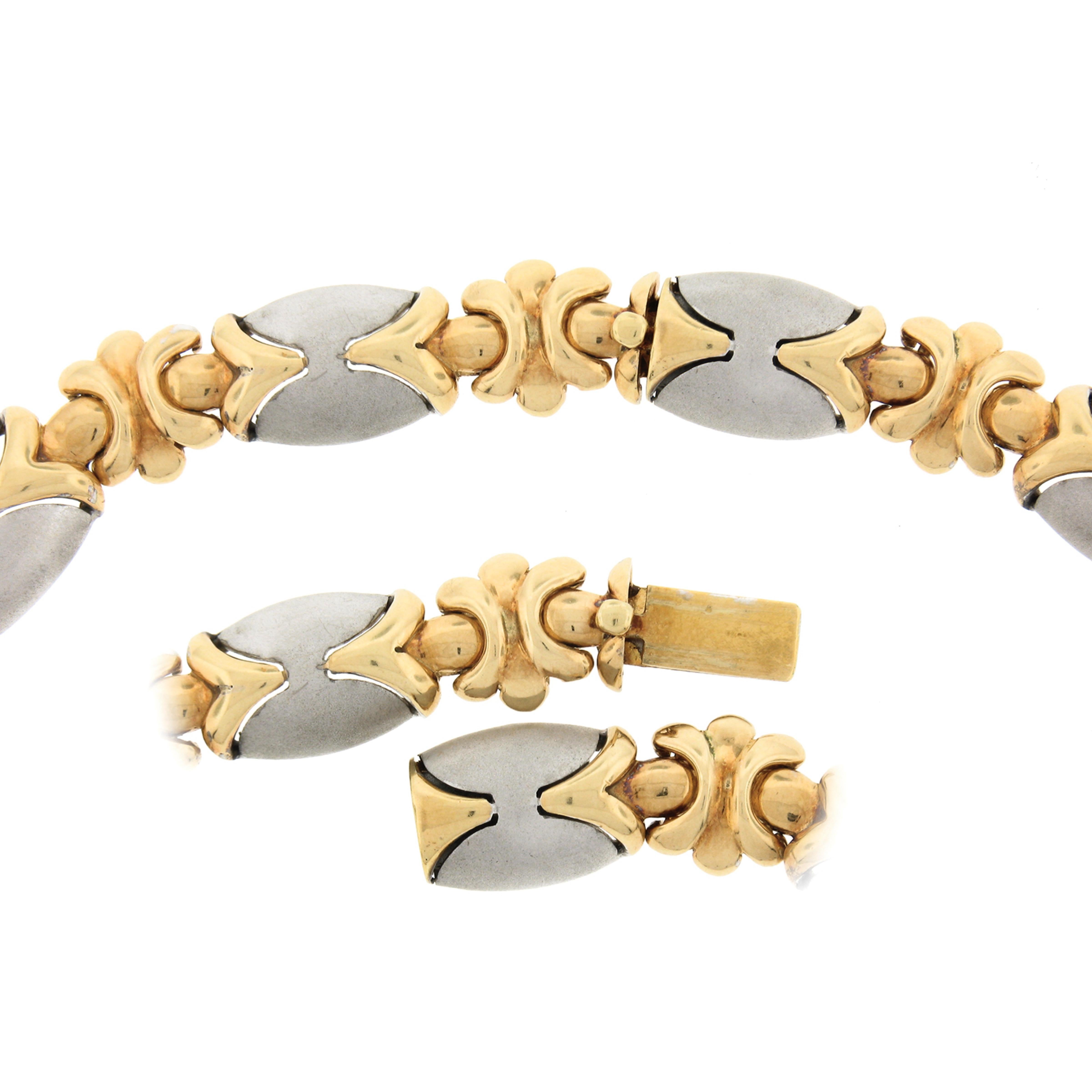 18K TT Gold 38ctw GIA Bezel Cabochon Sapphire & Pave Diamond Fancy Link Necklace For Sale 2