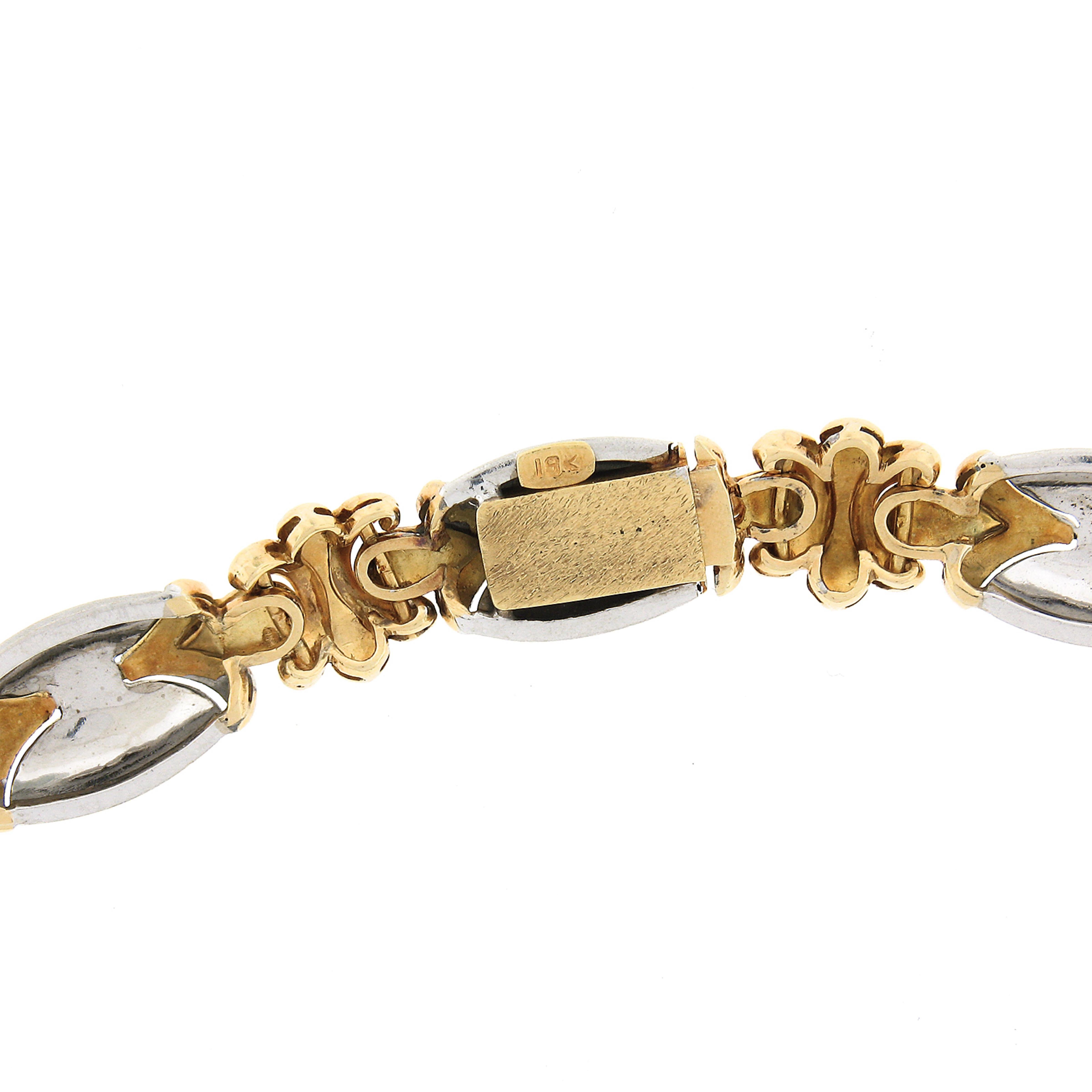 18K TT Gold 38ctw GIA Bezel Cabochon Sapphire & Pave Diamond Fancy Link Necklace For Sale 3