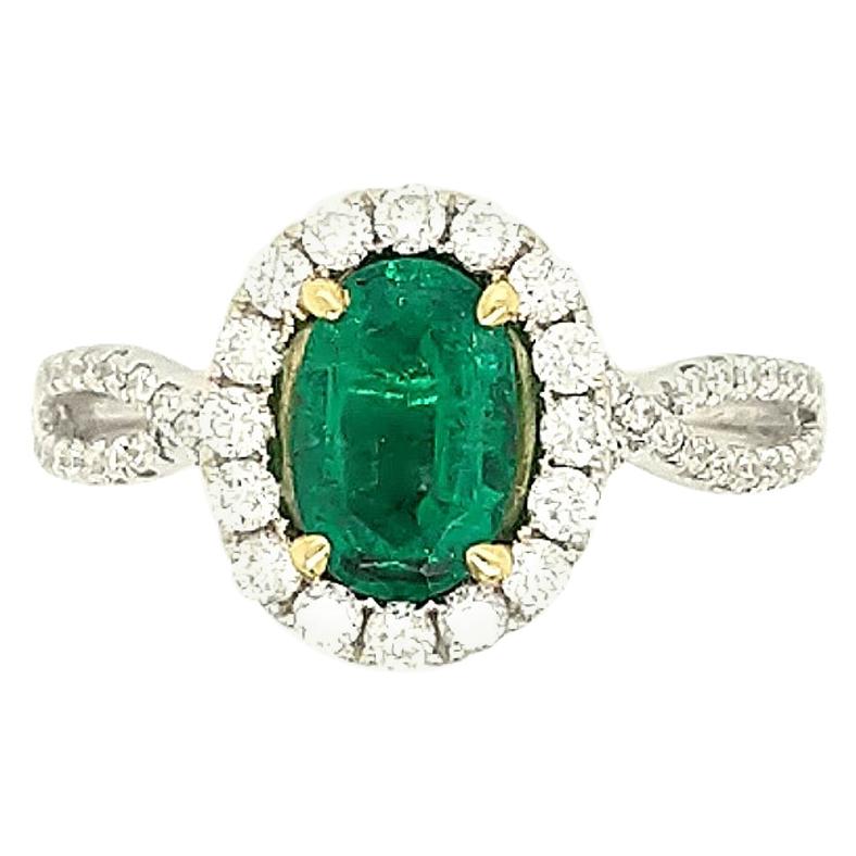 18 Karat Tu-Tone Emerald and Diamond Cocktail Ring