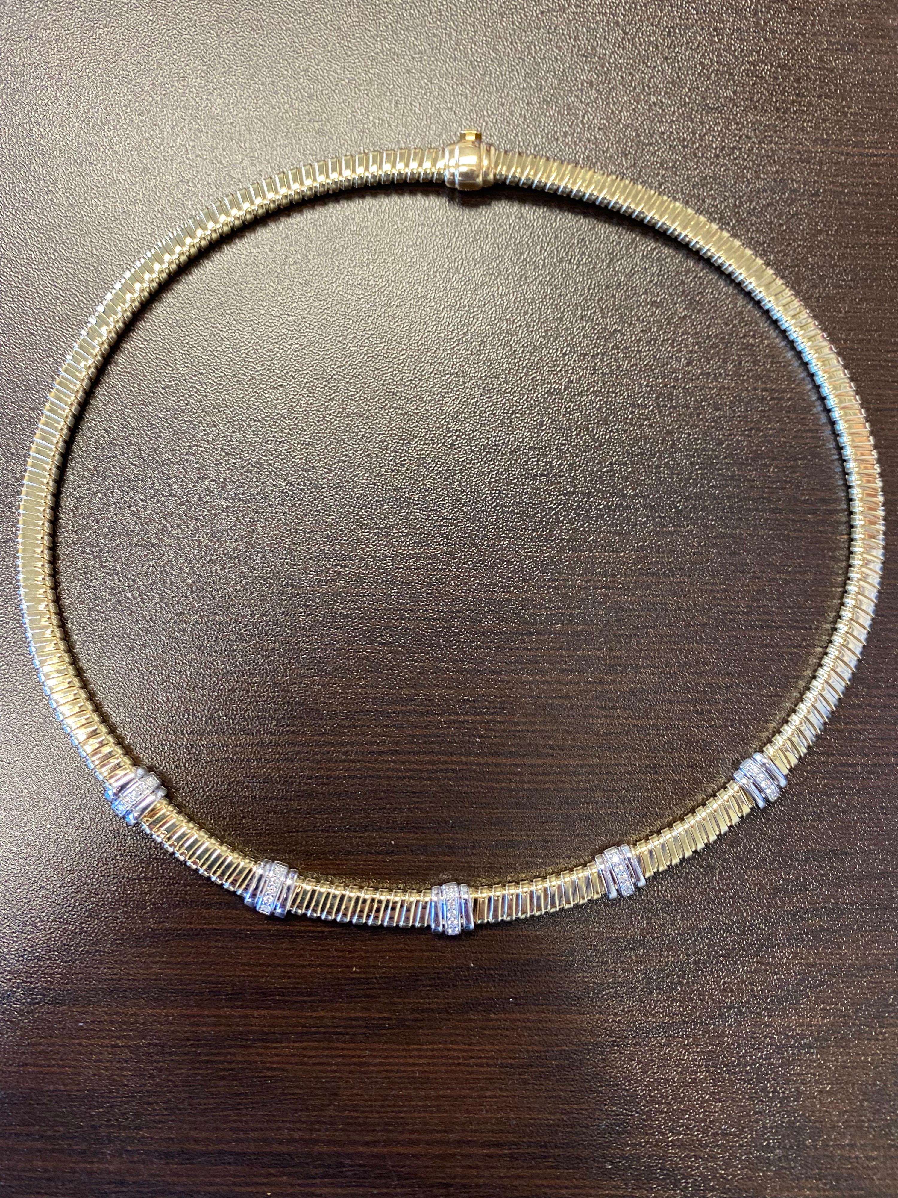 18 Karat Tubogas Diamant-Halskette aus Gelbgold (Moderne)