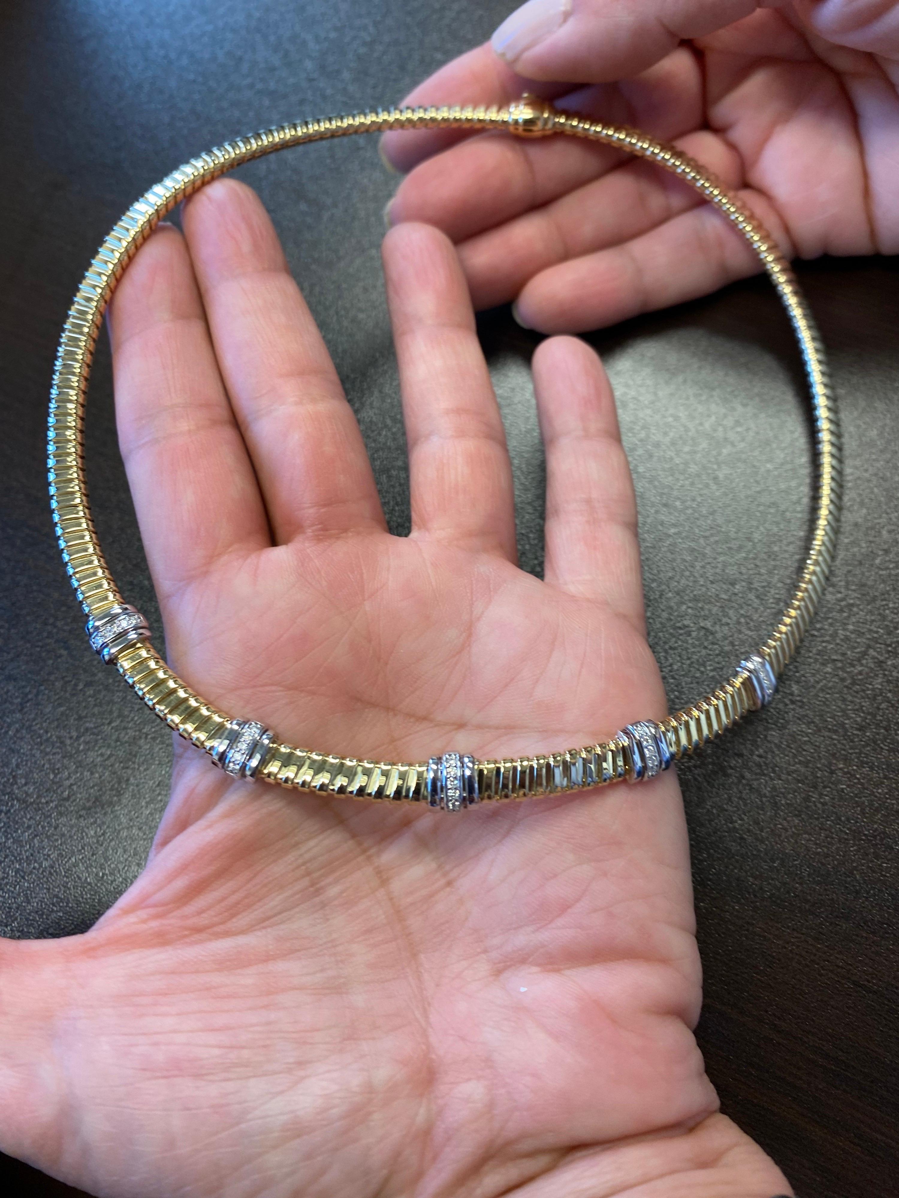 18 Karat Tubogas Diamant-Halskette aus Gelbgold im Zustand „Neu“ in Great Neck, NY