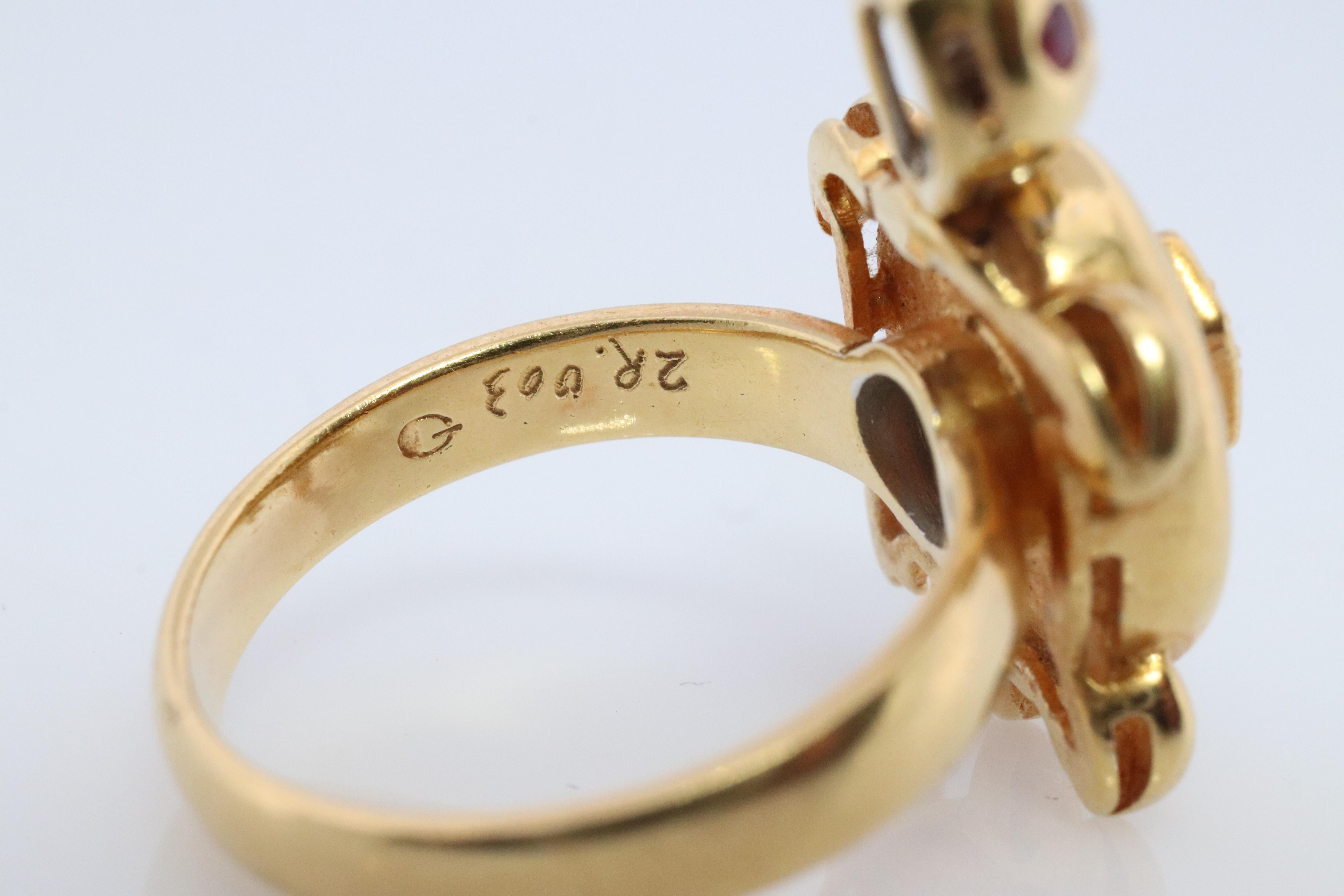 Women's 18k TURTLE ring. DIAMOND Topaz encrusted Turtle 3D Animated Seaturtle ring. For Sale