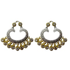 18K Two Tone 1.02 Carat Diamond Chandelier Drop Earrings