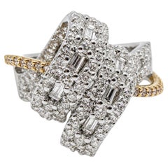 18-Karat-Zweifarb-Ring mit einem abstrakten Design und einem 1,59-Karat-Diamanten
