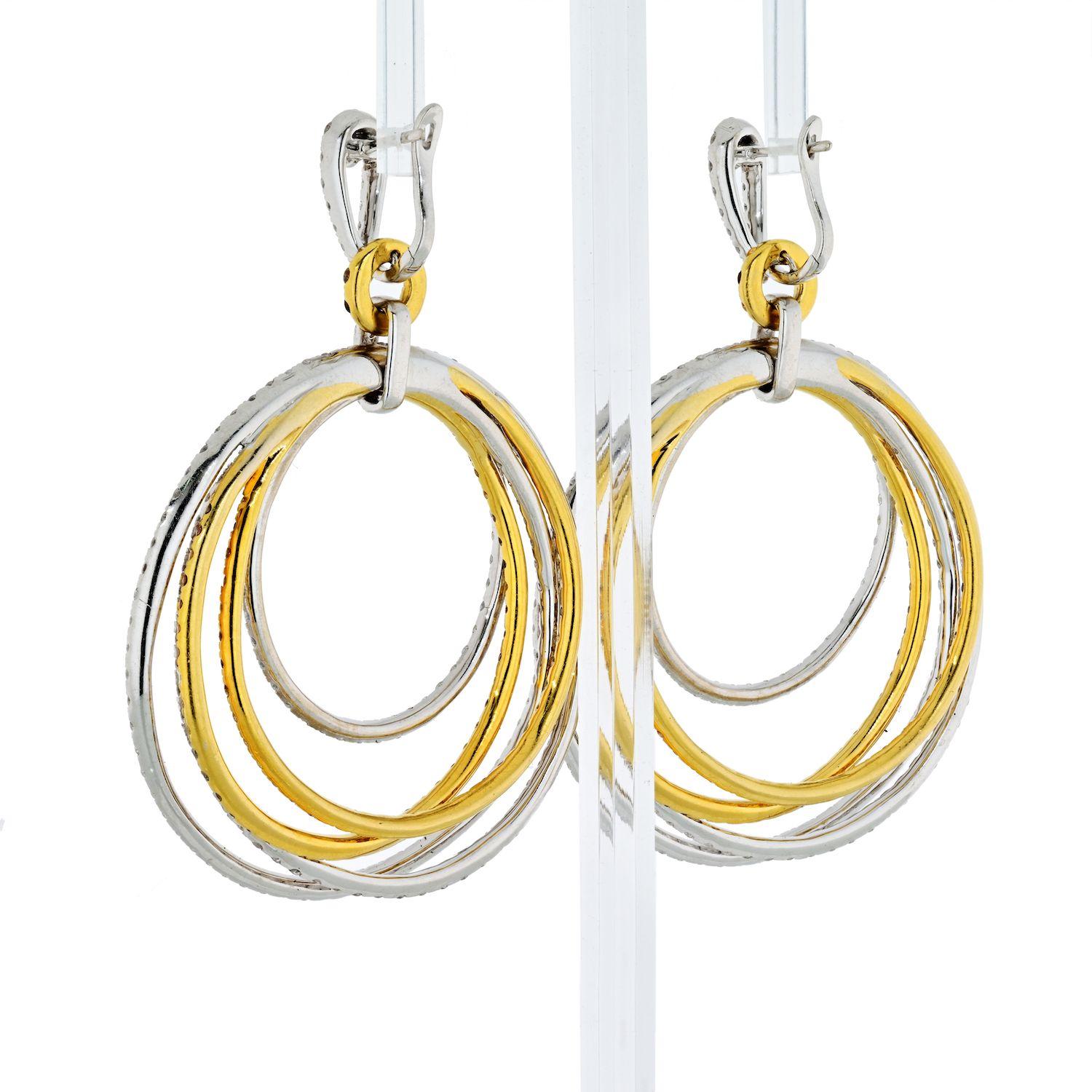 hoop earrings with dangling diamond