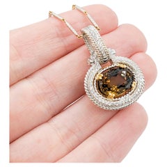 18k Two-Tone Amber Spinel & Diamond Pendant