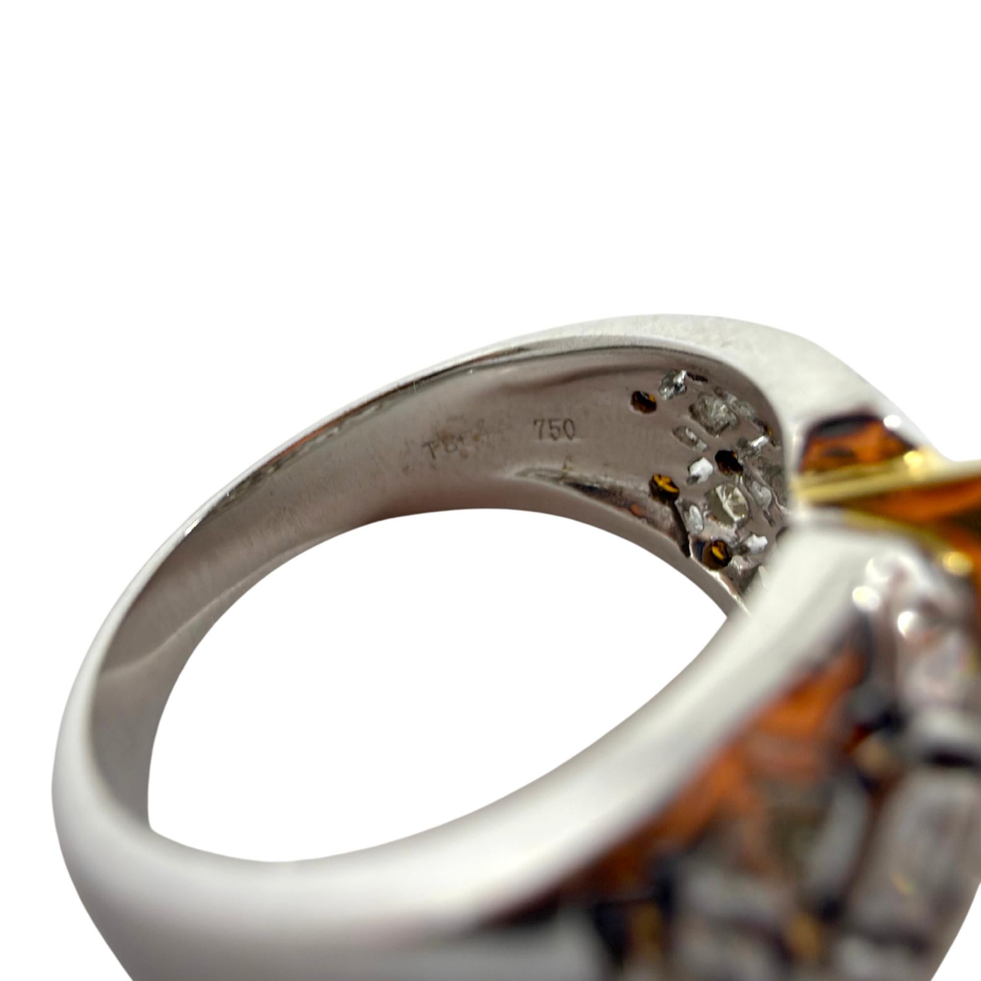 Anello astratto a fascia larga con diamante bianco e marrone bicolore 18K - misura 6,25 in vendita 3