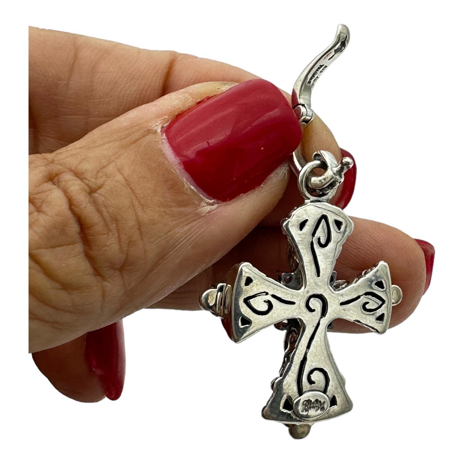 18k Two-Tone Byzantine Cross Pendant Enhancer  In Good Condition For Sale In Laguna Hills, CA