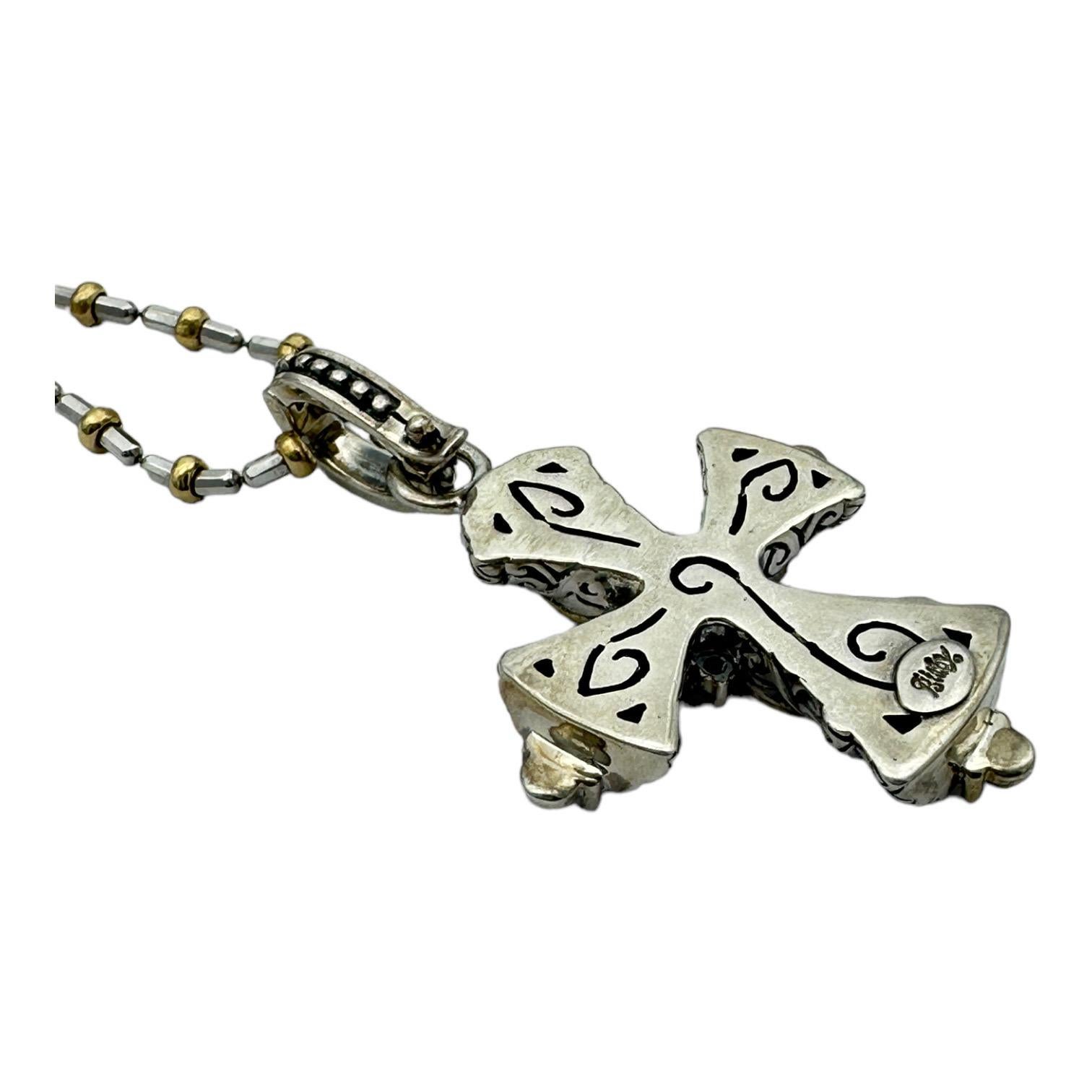 Women's or Men's 18k Two-Tone Byzantine Cross Pendant Enhancer  For Sale