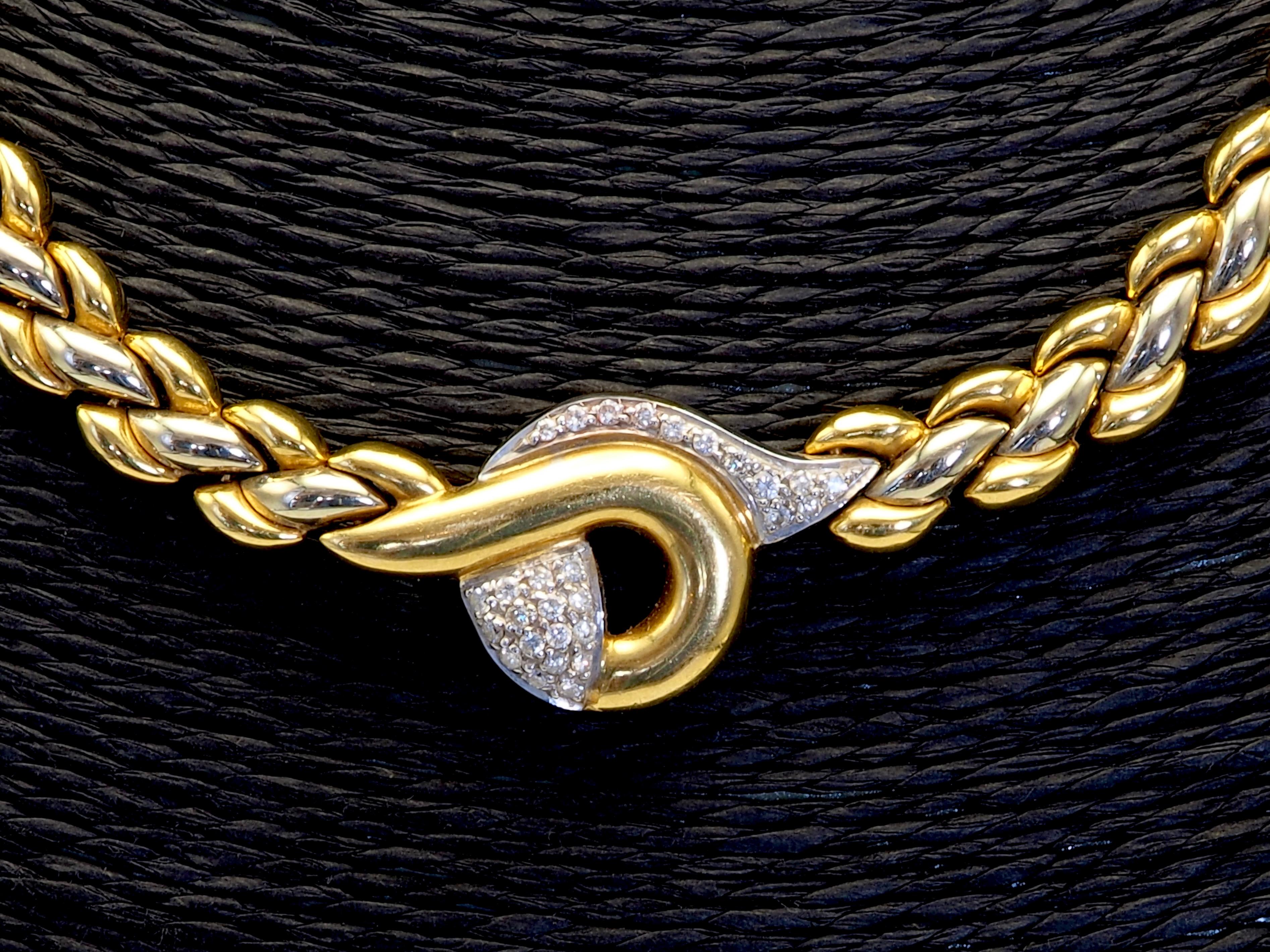 Contemporary 18K Two Tone Chimento Diamond Woven Necklace