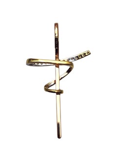 18K Two Tone Cubic Zirconia Cross Pendant #25767