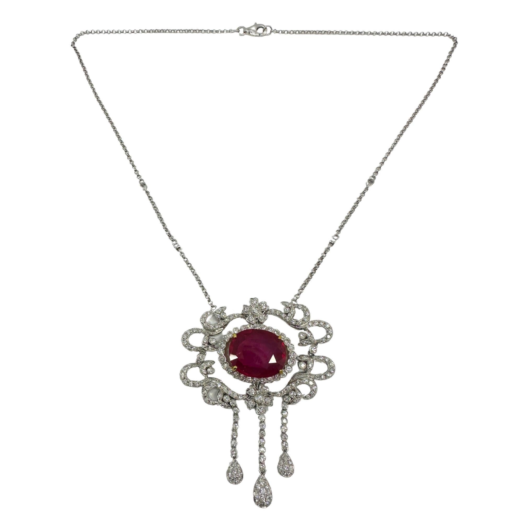 Collana bicolore in diamanti e rubini africani 18K in vendita 4