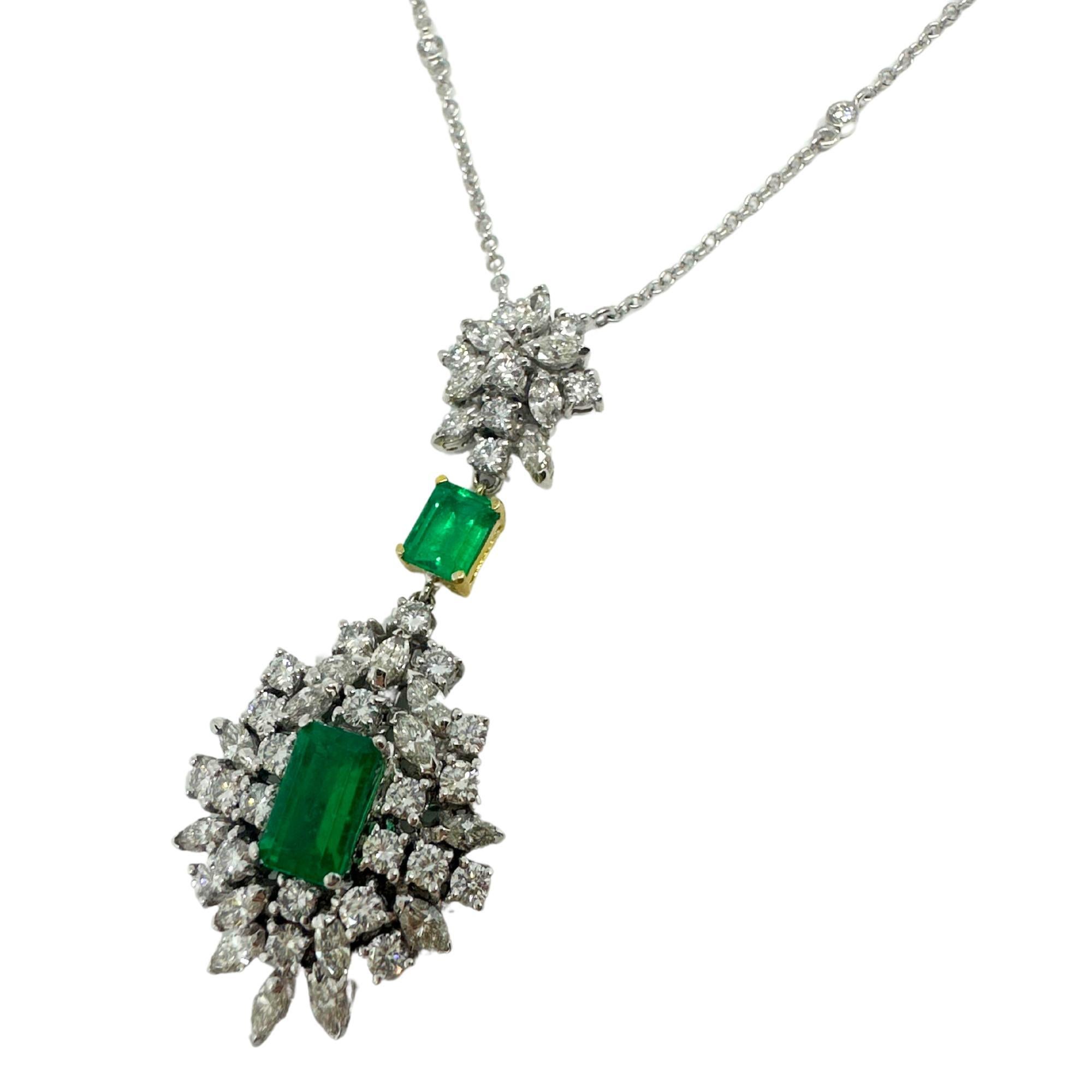 Collana con diamante e smeraldo bicolore 18K in vendita 3