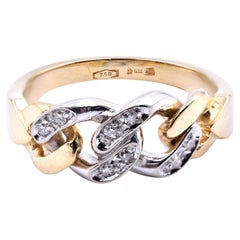 18 Karat Two-Tone Diamond Cuban Link Ring