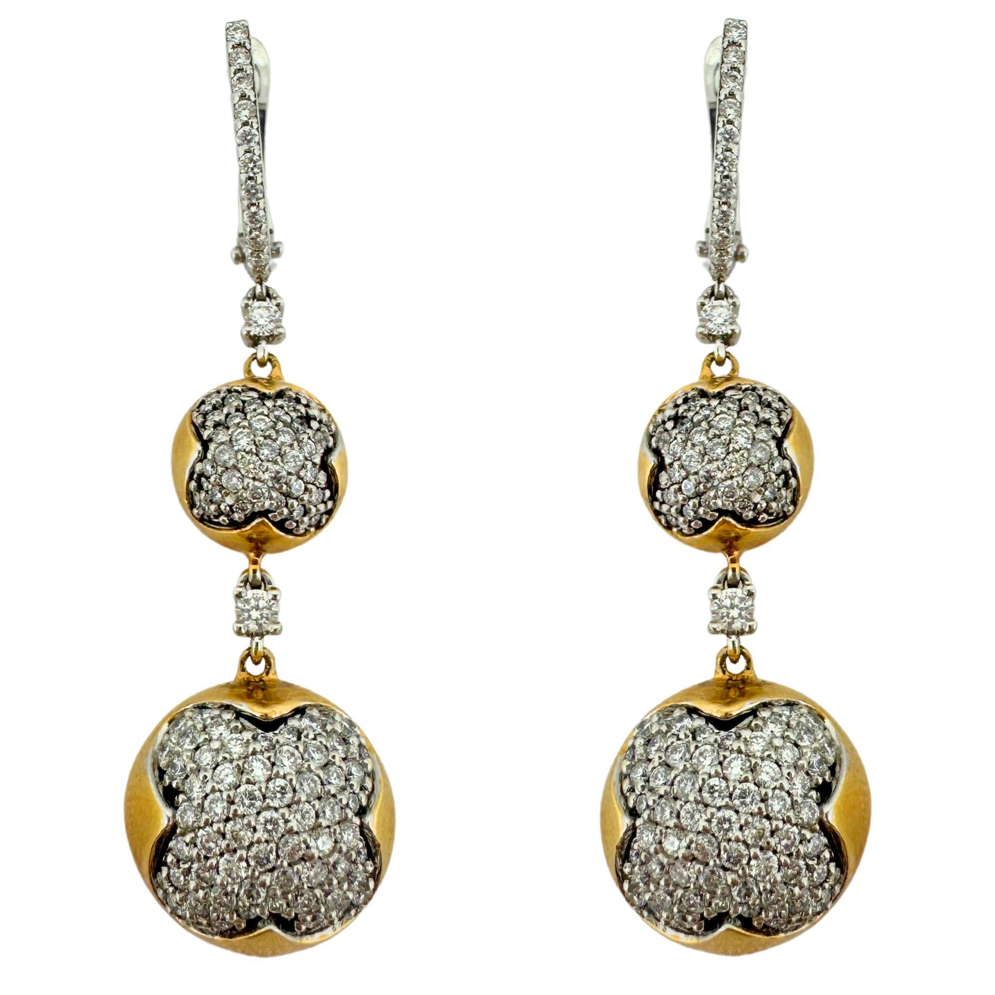 18K zweifarbige Diamant-Tropfen-Ohrringe