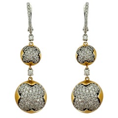 18K zweifarbige Diamant-Tropfen-Ohrringe