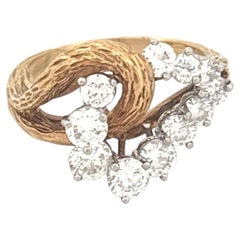 18k Two-Tone Diamond Sculptural Statement Ring, Late 20th Century