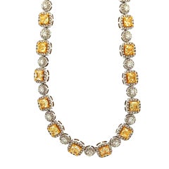 18k Two-Tone GIA Certified 17.11ct Yellow Diamond & 7.98ctw Diamond Necklace