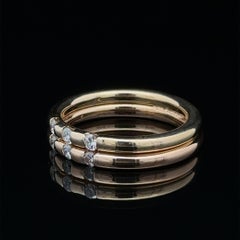 18k Two Tone Gold 0.24ctw Diamond Dual Band Stacked Look Ring